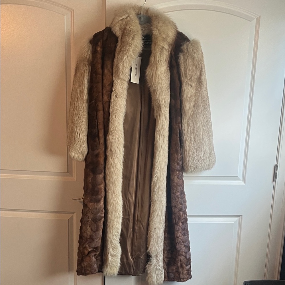 Luxurious Brown and Cream Fur Coat